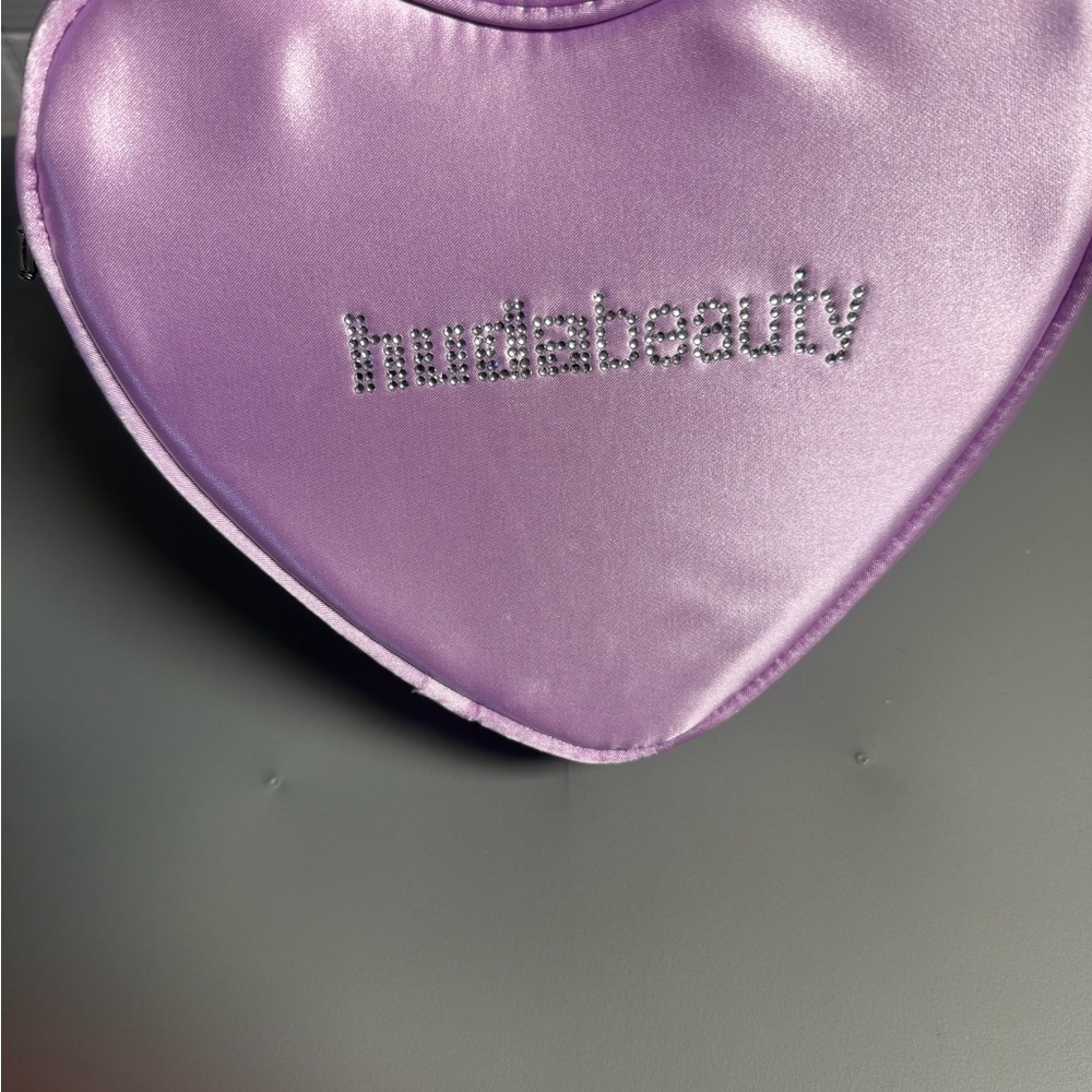 HUDA BEAUTY Lavender Heart Shaped Satin  Cosmetic Bag - Picture 2 of 4